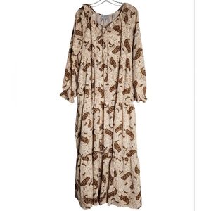Hayden Los Angeles Brown Paisley Maxi Dress Size Large